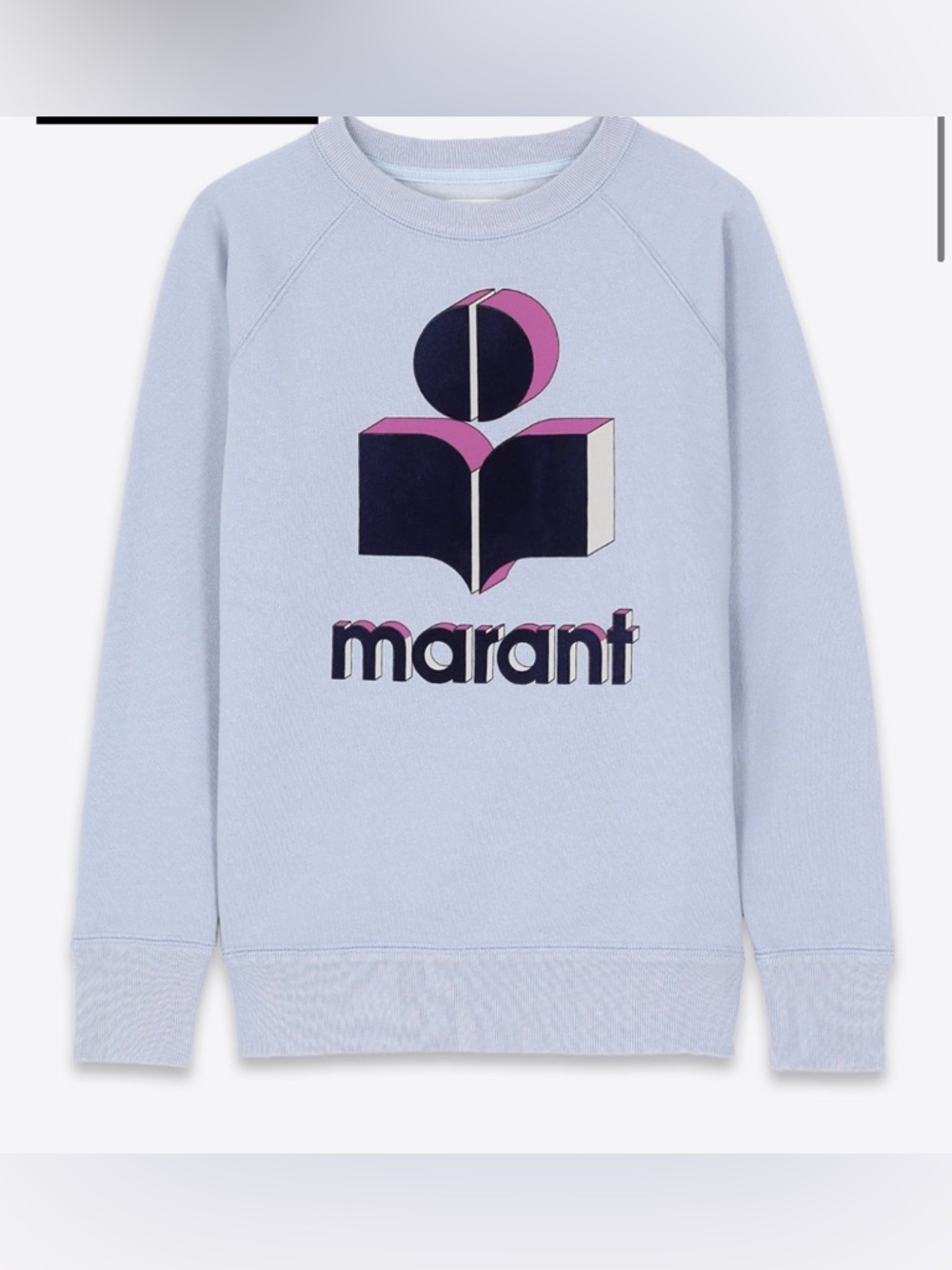 Isabel Marant Light Blue Logo Sweatshirt with Pink and Navy Accents
